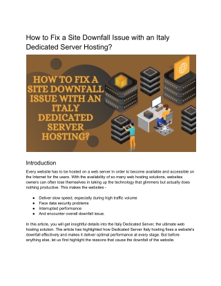 How to Fix a Site Downfall Issue with an Italy Dedicated Server Hosting_