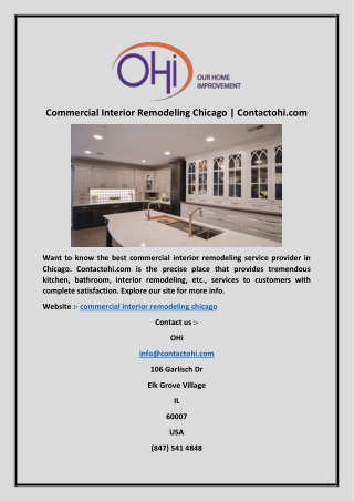Commercial Interior Remodeling Chicago | Contactohi.com