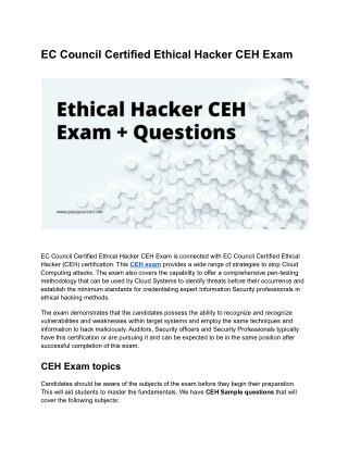 EC Council Certified Ethical Hacker CEH Exam