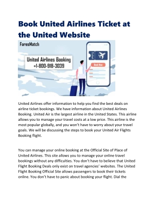 Book United Airlines Ticket at the United Website
