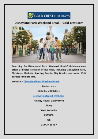 Disneyland Paris Weekend Break | Gold-crest.com