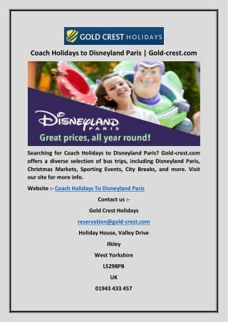 Coach Holidays to Disneyland Paris | Gold-crest.com