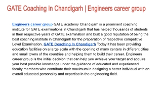 GATE Coaching In Chandigarh Engineers career group