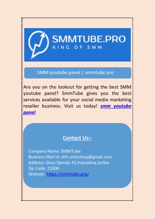 SMM youtube panel | smmtube.pro