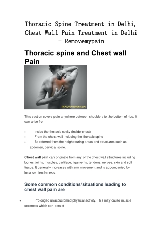 Thoracic Spine Treatment in Delhi, Chest wall pain treatment in Delhi - Removemypain