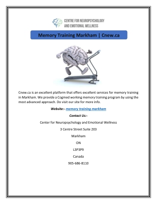 Memory Training Markham | Cnew.ca