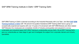 SAP SRM Training Institute in Delhi