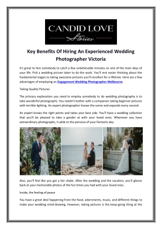 Key Benefits Of Hiring An Experienced Wedding Photographer Victoria