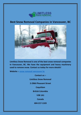 Best Snow Removal Companies in Vancouver, BC