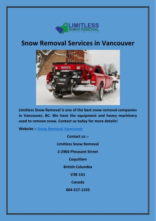 Snow Removal Services in Vancouver