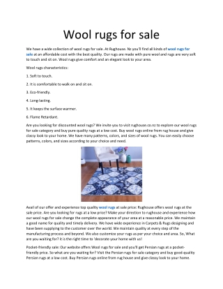 Wool rugs for sale