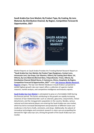 Saudi Arabia Eye Care Market