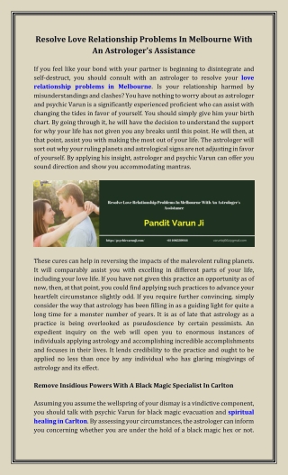 Resolve Love Relationship Problems In Melbourne With An Astrologer's Assistance