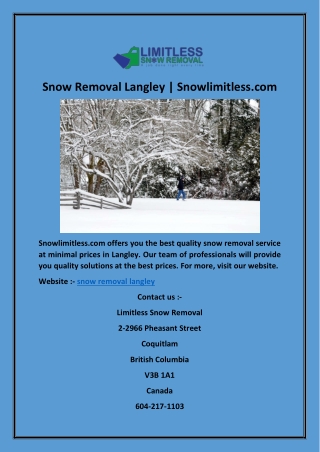 Snow Removal Langley | Snowlimitless.com