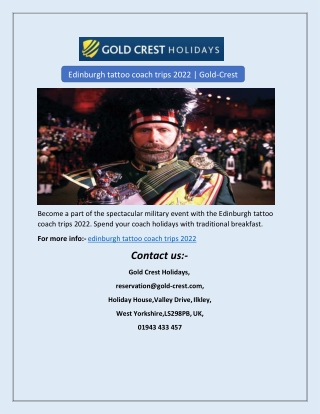 Edinburgh tattoo coach trips 2022 | Gold-Crest