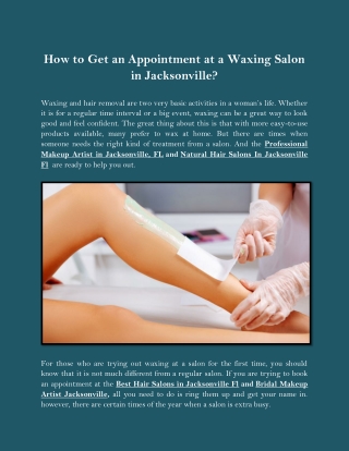 How to Get an Appointment at a Waxing Salon in Jacksonville