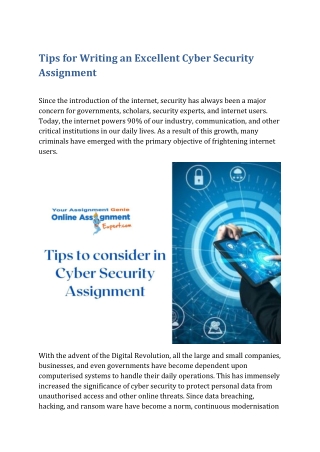 Tips for Writing an Excellent Cyber Security Assignment