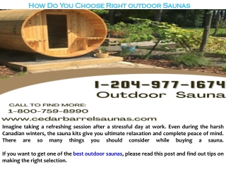 How Do You Choose Right outdoor Saunas?