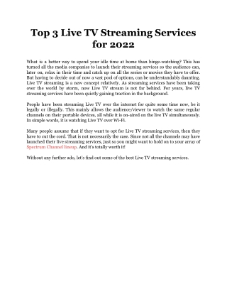 Top 3 Live TV Streaming Services for 2022