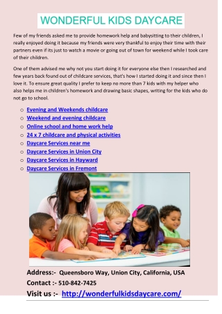Daycare Services in Union City