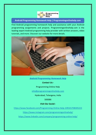 Android Programming Homework Help | Programmingonlinehelp.com