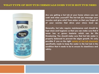 What Type of Hot Tub Chemicals Does Your Hot Tub Need?