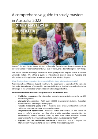 Times Course Finder: Study Masters in Australia for Students 2022