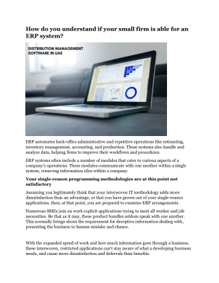 How do you understand if your small firm is able for an ERP system