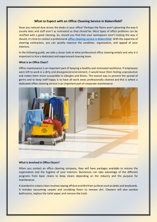 What to Expect with an Office Cleaning Service in Bakersfield