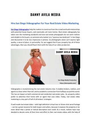 Hire San Diego Videographer For Your Real Estate Video Marketing