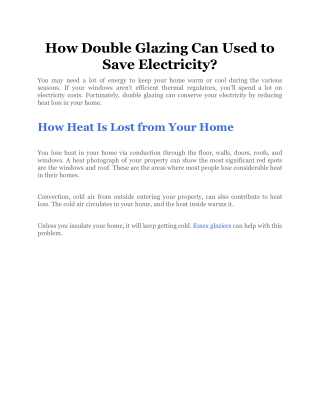 How Double Glazing Can Used to Save Electricity_