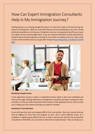 How Can Expert Immigration Consultants Help in My Immigration Journey