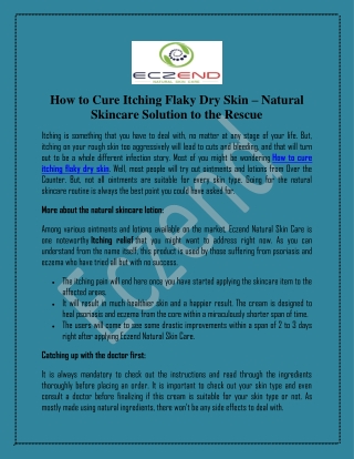 How to Cure Itching Flaky Dry Skin – Natural Skincare Solution to the Rescue