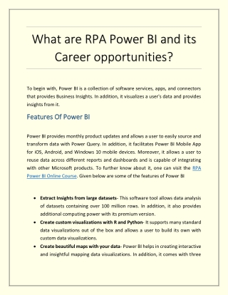 What are RPA Power BI and its Career opportunities