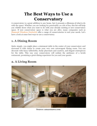 The Best Ways to Use a Conservatory