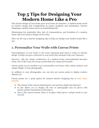 Top 5 Tips for Designing Your Modern Home Like a Pro