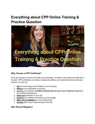 Everything about CPP Online Training & Practice Question
