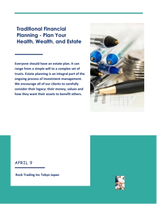 Traditional Financial Planning - Plan Your Health, Wealth, and Estate