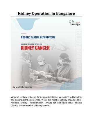 Kidney Operation in Bangalore