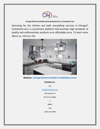 Chicago Kitchen And Bath Remodeling Services Contactohi