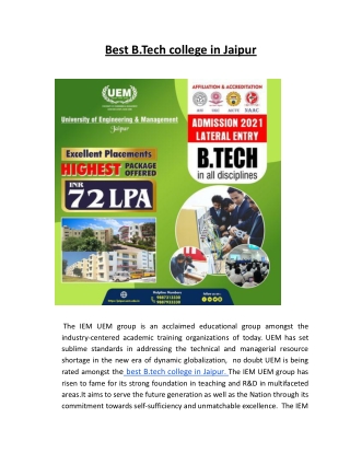 Best btech college in jaipur