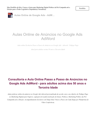 Aulas Online de Google Ads - AdWord para Adultos 50  e Terceira Idade