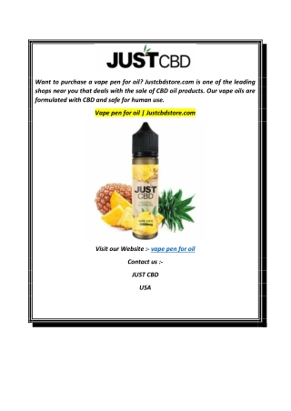 Vape pen for oil  Justcbdstore.com