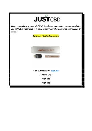 Vape pin  Justcbdstore.com