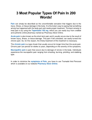 3 Most Popular Types Of Pain In 200 Words!