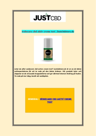 wobecare cbd aktiv creme test | Justcbdstore.de