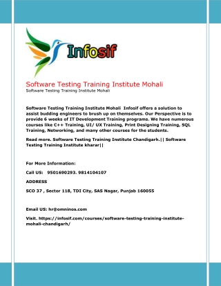 Software Testing Training Institute Mohali