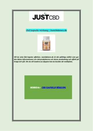 cbd kapseln wirkung | Justcbdstore.de