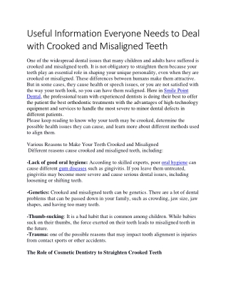 Useful Information Everyone Needs to Deal with Crooked and Misaligned Teeth