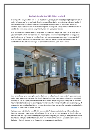 Jim Vani - How To Deal With A Nosy Landlord